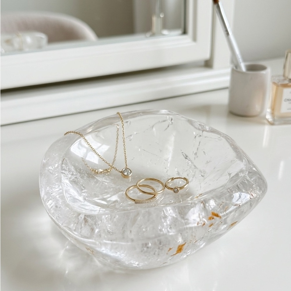 Sculptural Clear Quartz Specimen Bowl for Fine Jewelry